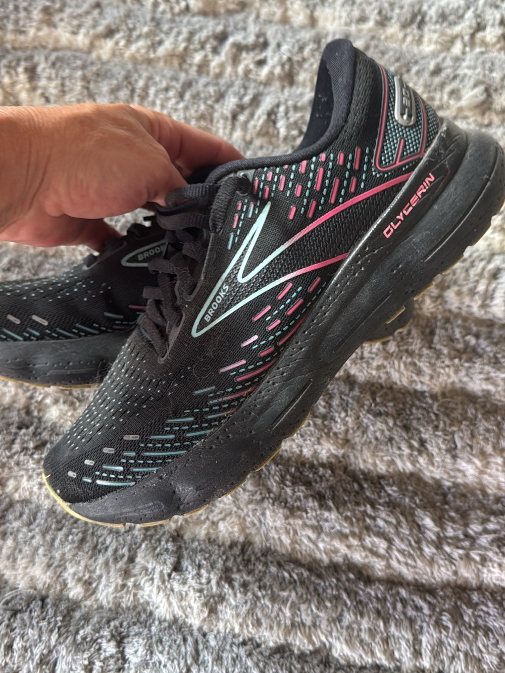 Brooks Women's Black Running Shoes with Pink & Teal Accents
